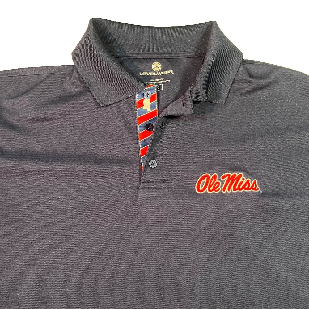 Ole Miss Rebels Levelwear Helium Short Sleeve Polo Shirt Men's Large EUC